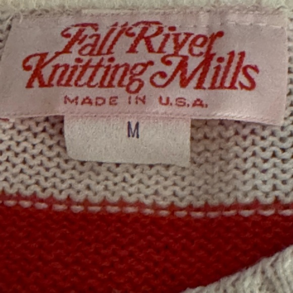 FALL RIVER KNITTING MILLS USA Red White Striped Sweater Blue Stars Vintage Sz M - Picture 7 of 7